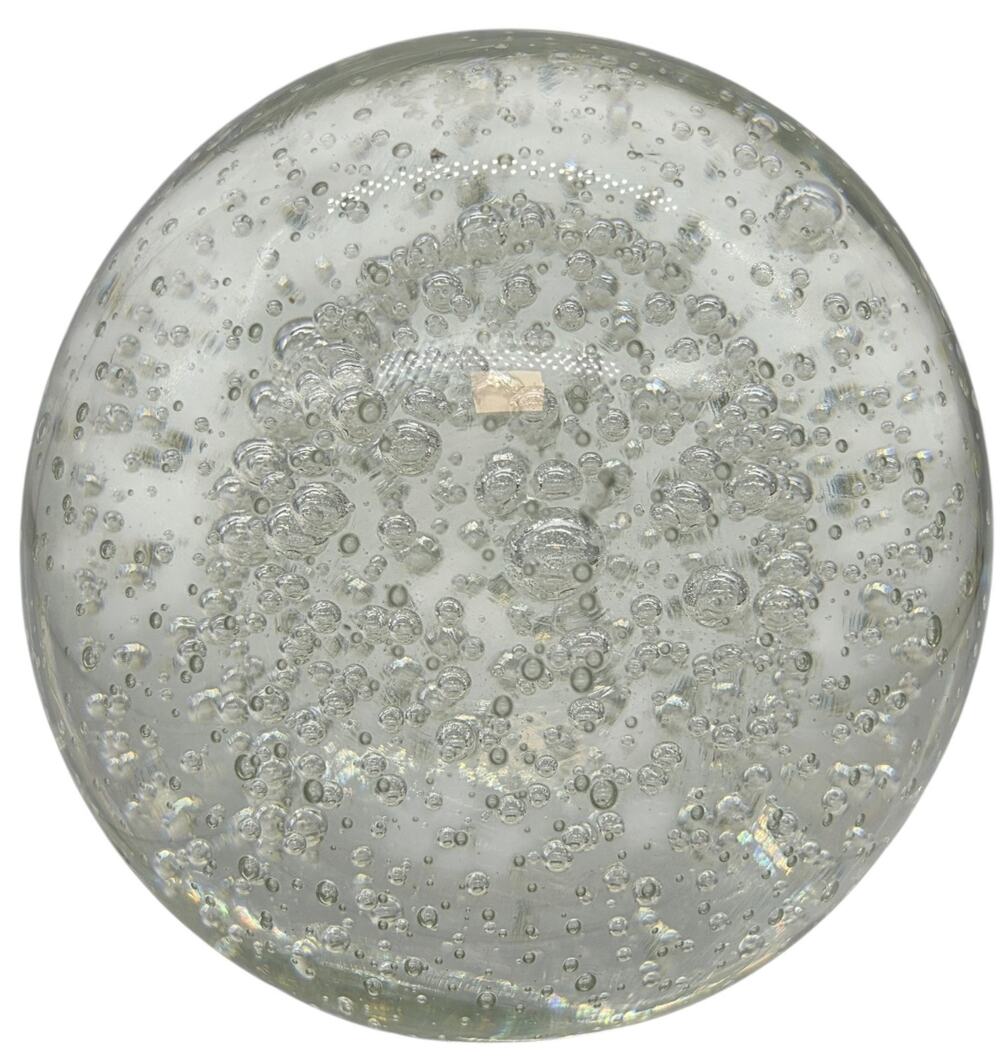 LARGE CLEAR GLASS CONTROL BUBBLE ART GLASS PAPERWEIGHT